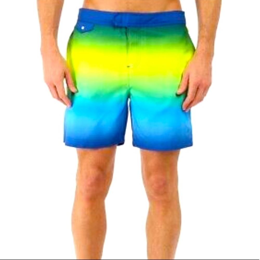 Original Penguin Gradient Fixed Swim Shorts, Men's Size 38, Deep Water NEW